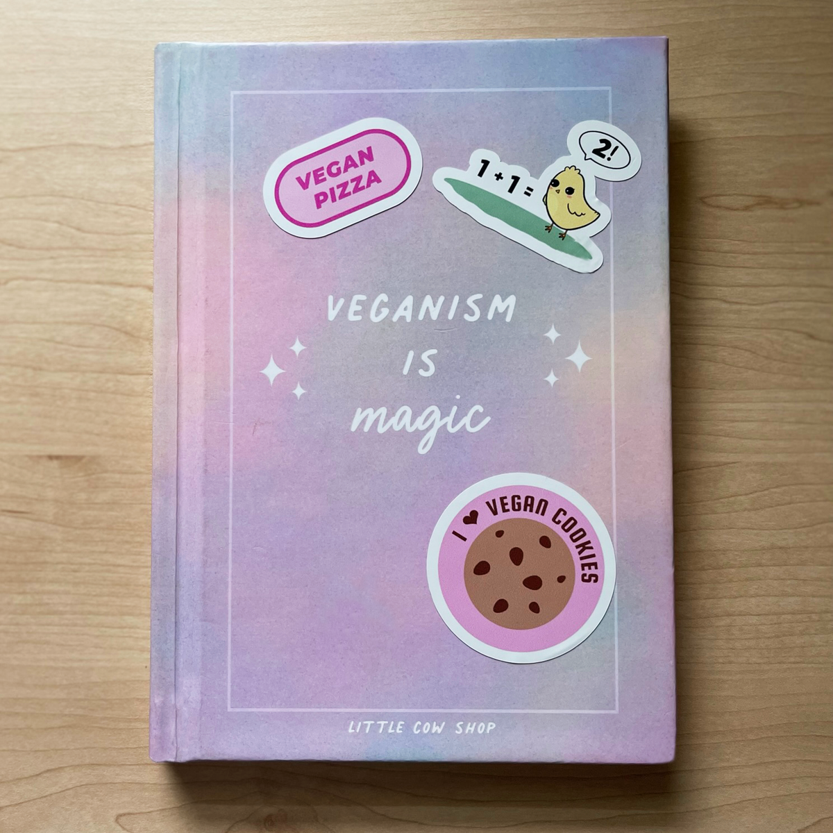 veganism is magic purple notebook covered in stickers not inlcluded