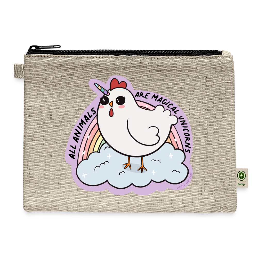 All Animals are Magical Hemp Makeup Bag - natural