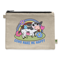 Cows Make Me Happy Pouch - natural hemp pouch 