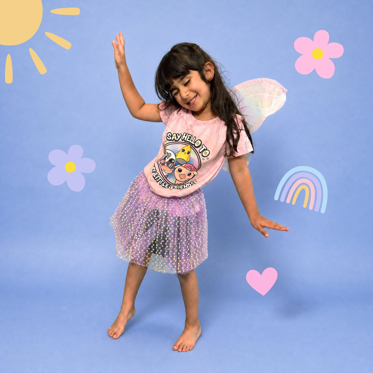 "Say Hello to My Little Friends" Girl's Tee | Bo, Chip & Peggy Farm Animal T-Shirt