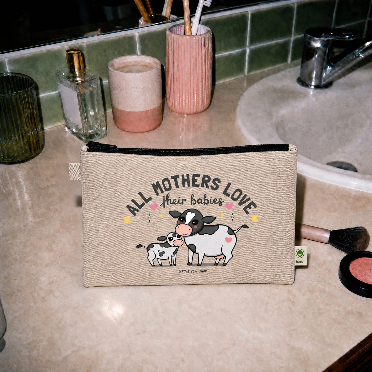 "All Mothers Love Their Babies" Hemp Pouch