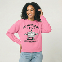 "Love & Vegan Cake" Organic Fleece Sweatshirt