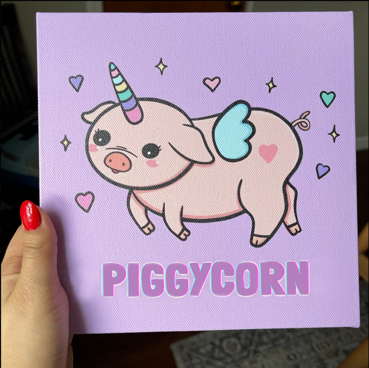 Peggy the "Peggycorn" 8x8 Canvas Print