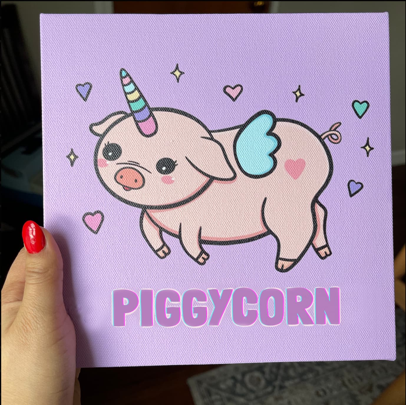 Peggy the "Peggycorn" 8x8 Canvas Print