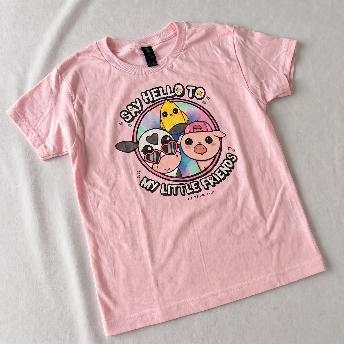 "Say Hello to My Little Friends" Girl's Tee | Bo, Chip & Peggy Farm Animal T-Shirt