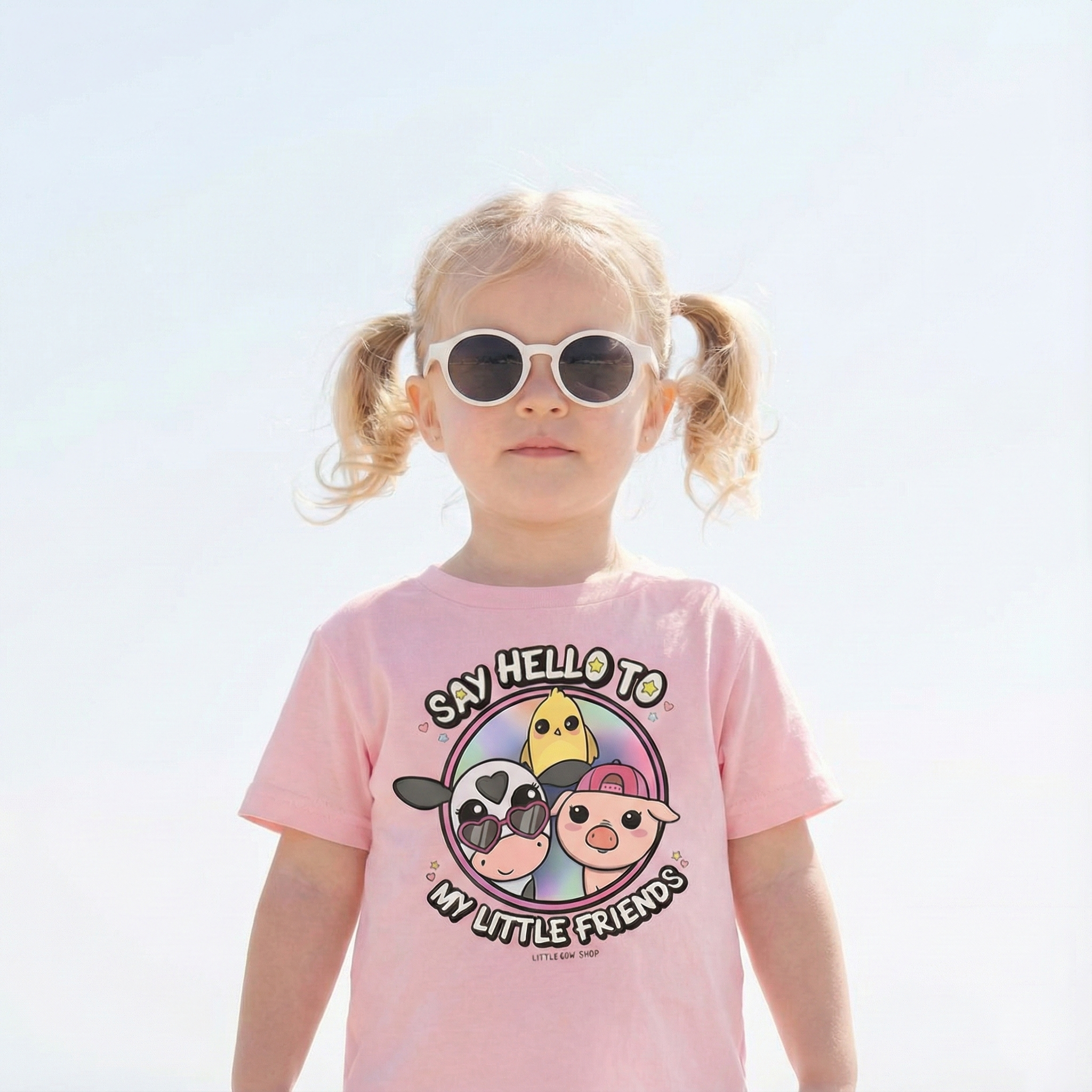 "Say Hello to My Little Friends" Girl's Tee | Bo, Chip & Peggy Farm Animal T-Shirt
