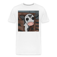 A t-shirt with a poignant illustration highlighting the plight of calves in the animal agriculture industry.