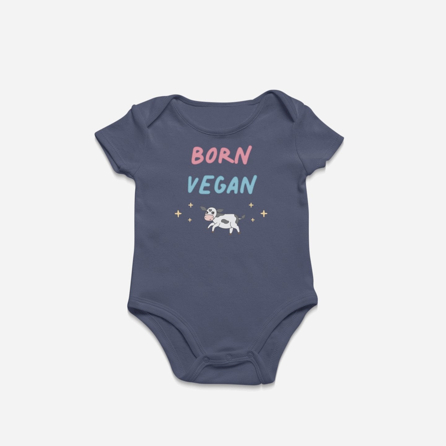 Born Vegan - Organic Cotton Short Sleeve Baby Onesie Bodysuit - Little Cow Shop