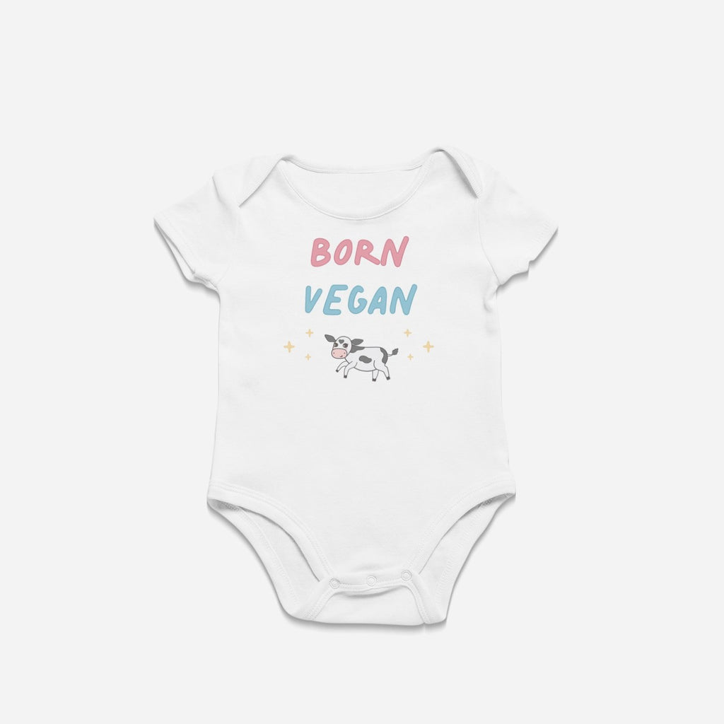 Born Vegan - Organic Cotton Short Sleeve Baby Onesie Bodysuit - Little Cow Shop