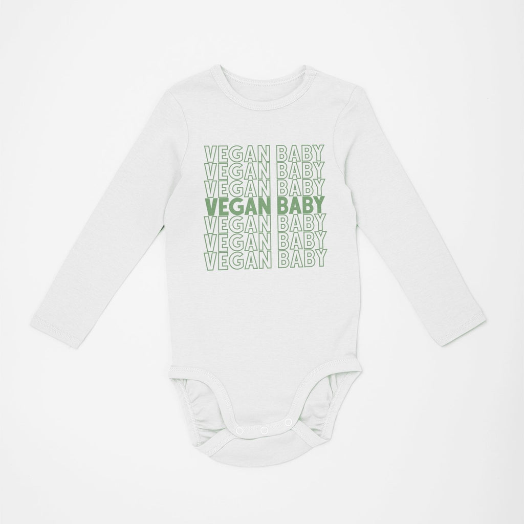 Vegan Baby - Organic Long Sleeve Baby Bodysuit - Little Cow Shop