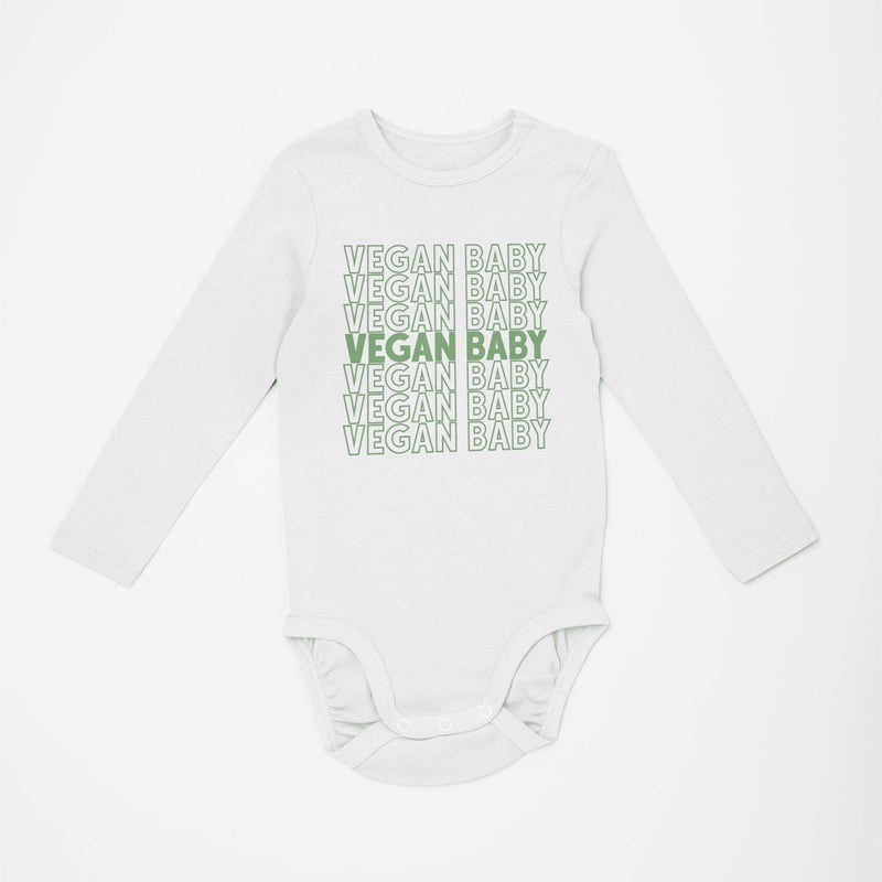 Vegan Baby - Organic Long Sleeve Baby Bodysuit - Little Cow Shop